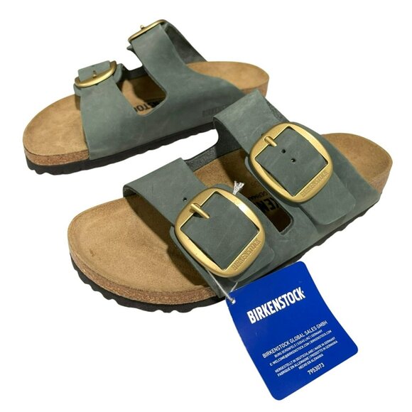 Birkenstock Arizona Big Buckle Sandals 37 6 Green NEW - Picture 3 of 7